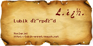 Lubik Árpád névjegykártya