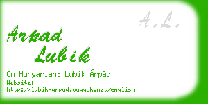 arpad lubik business card
